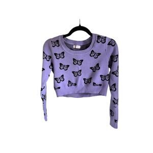 L.A.‎ Hearts purple cropped sweater butterflies
